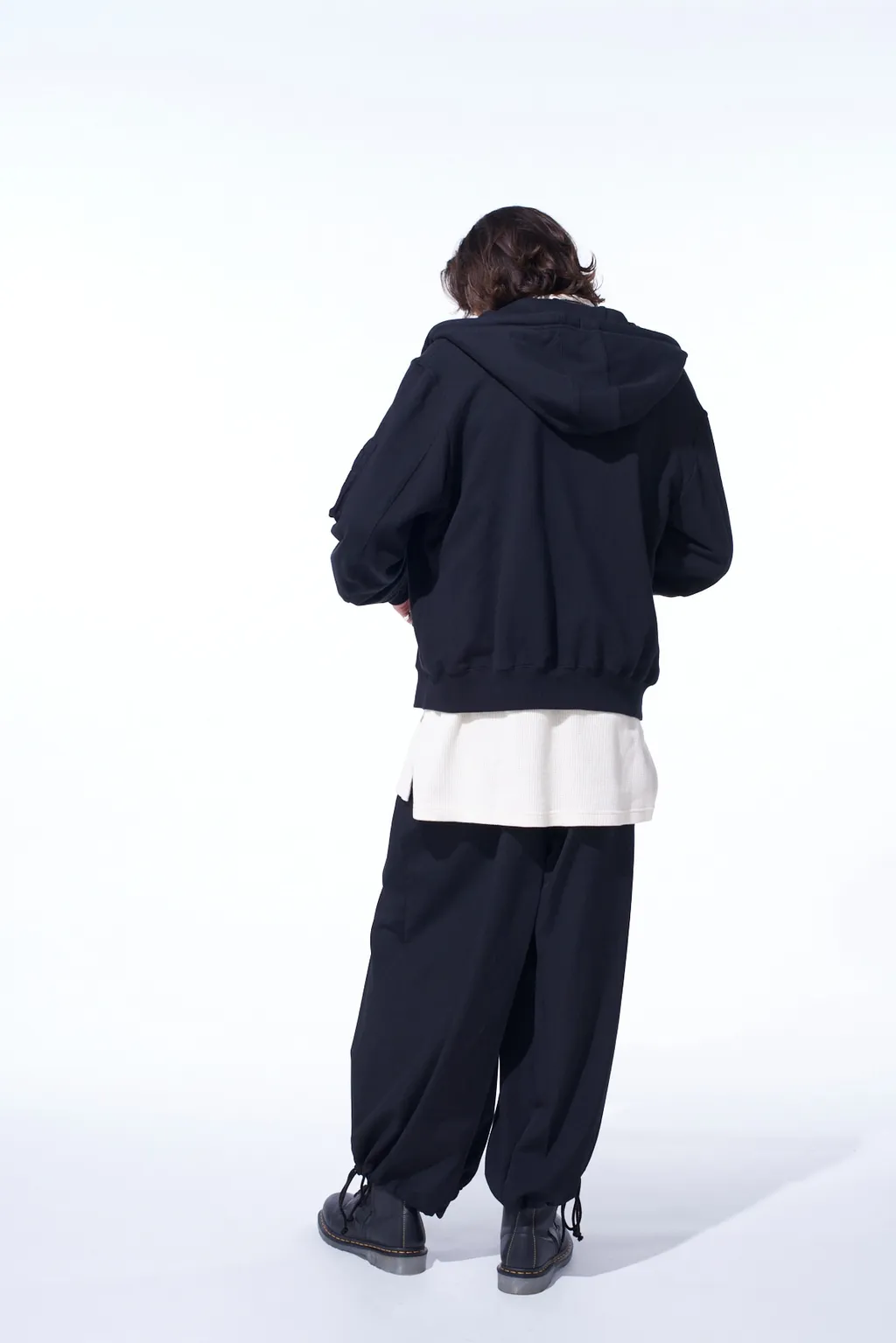 Twill Terry Mix Zip-Up Hoodie With Utility Sleeve Pocket
