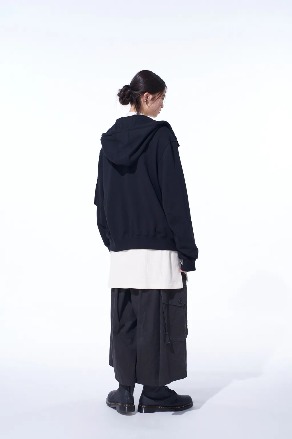Twill Terry Mix Zip-Up Hoodie With Utility Sleeve Pocket