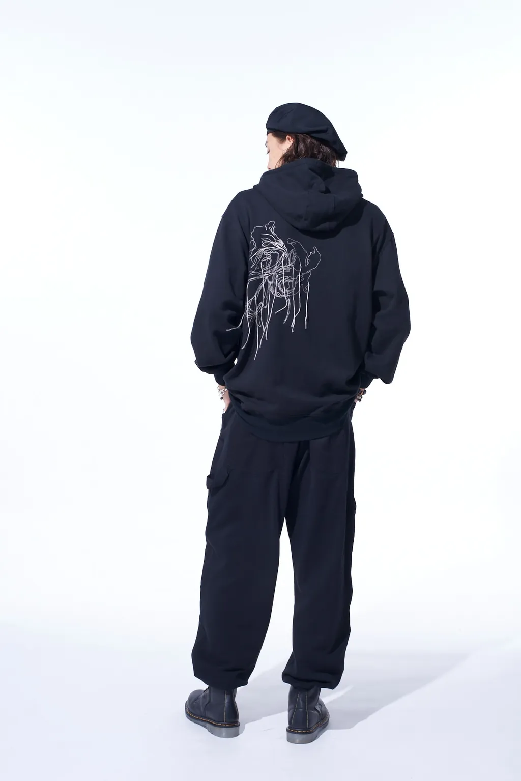 French Terry Flower Embroidery Zip-Up Hoodie