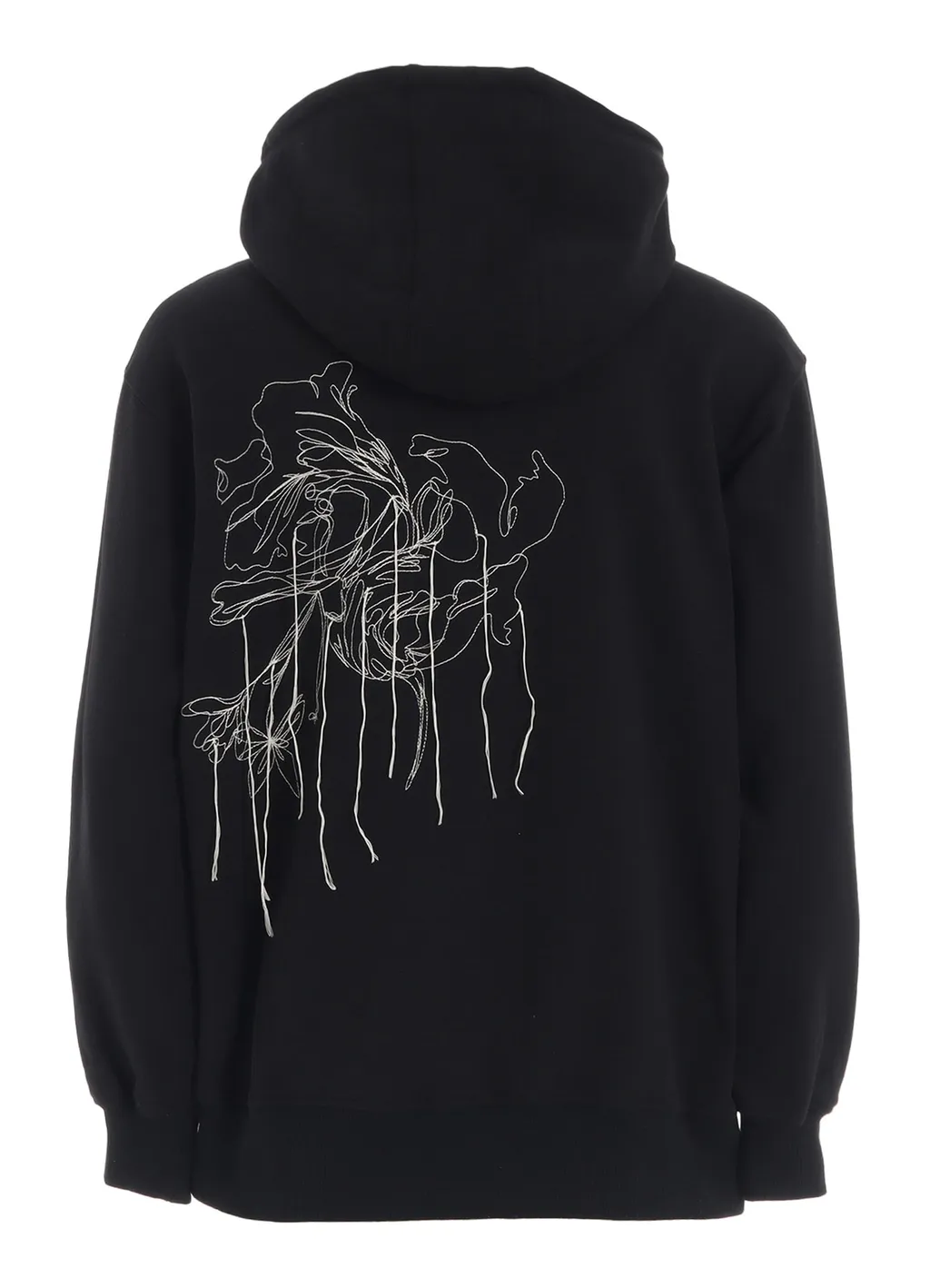 French Terry Flower Embroidery Zip-Up Hoodie