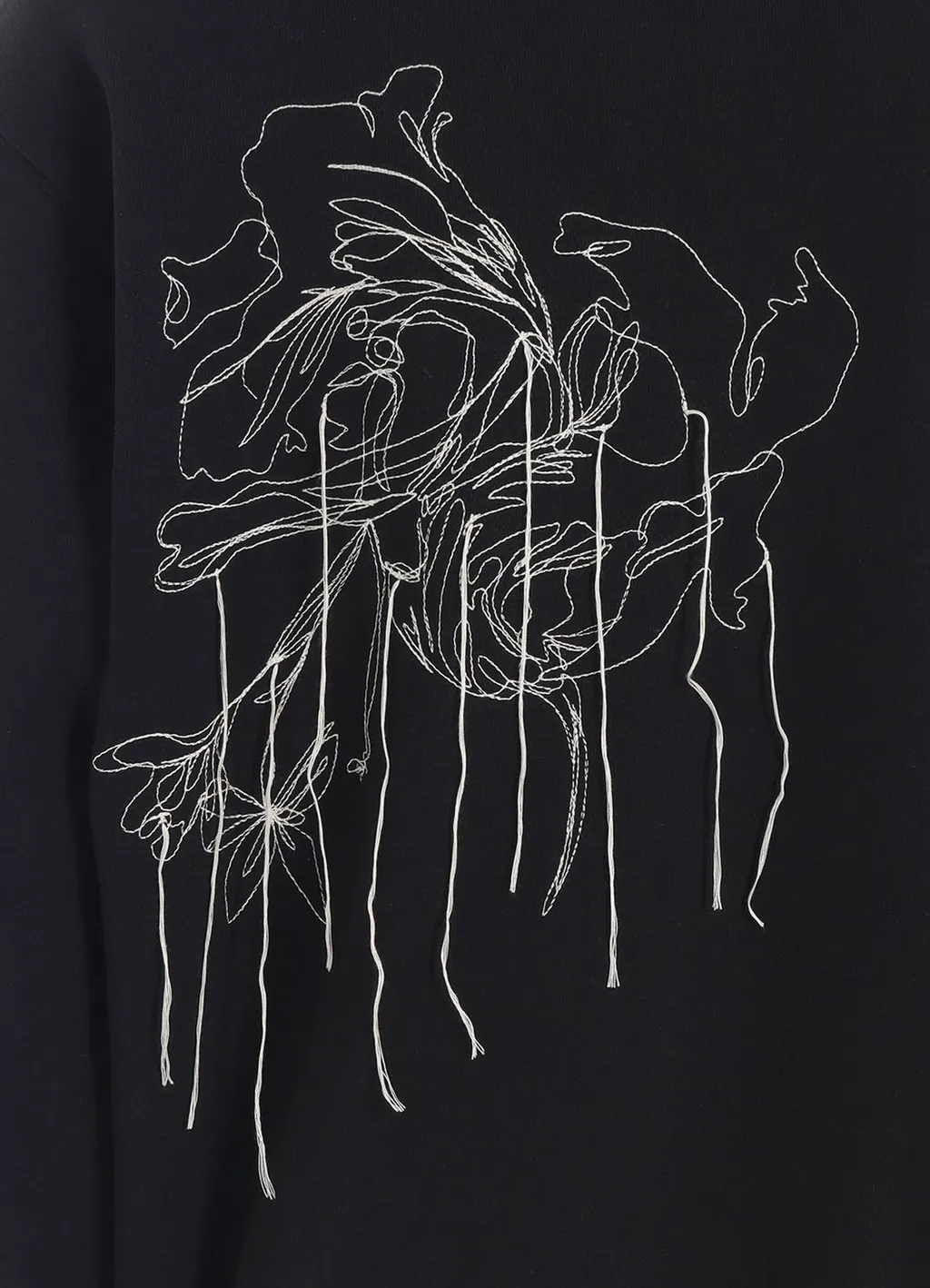 French Terry Flower Embroidery Zip-Up Hoodie