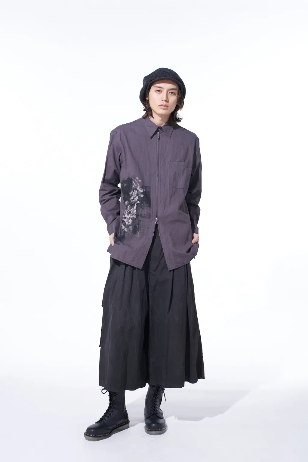 Poisonous Flower Print Zip Shirt