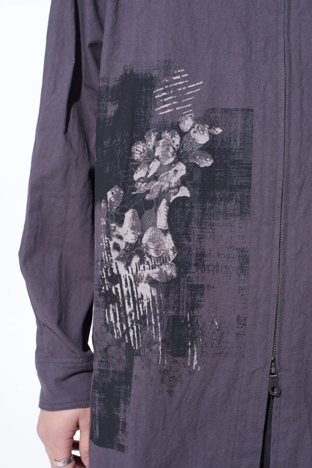 Poisonous Flower Print Zip Shirt