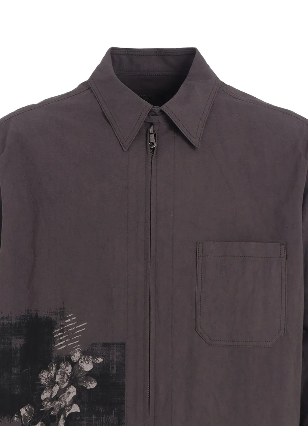 Poisonous Flower Print Zip Shirt