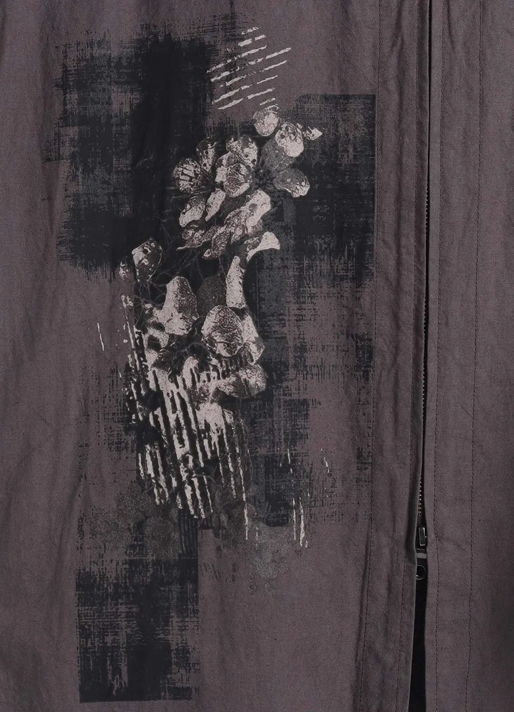 Poisonous Flower Print Zip Shirt