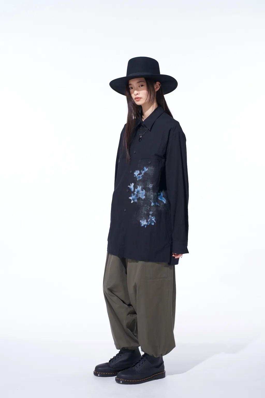 Poisonous Flower Print Single Seam Pocket Shirt