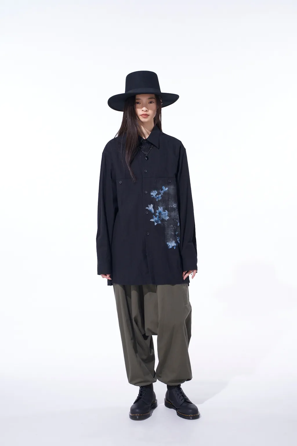 Poisonous Flower Print Single Seam Pocket Shirt