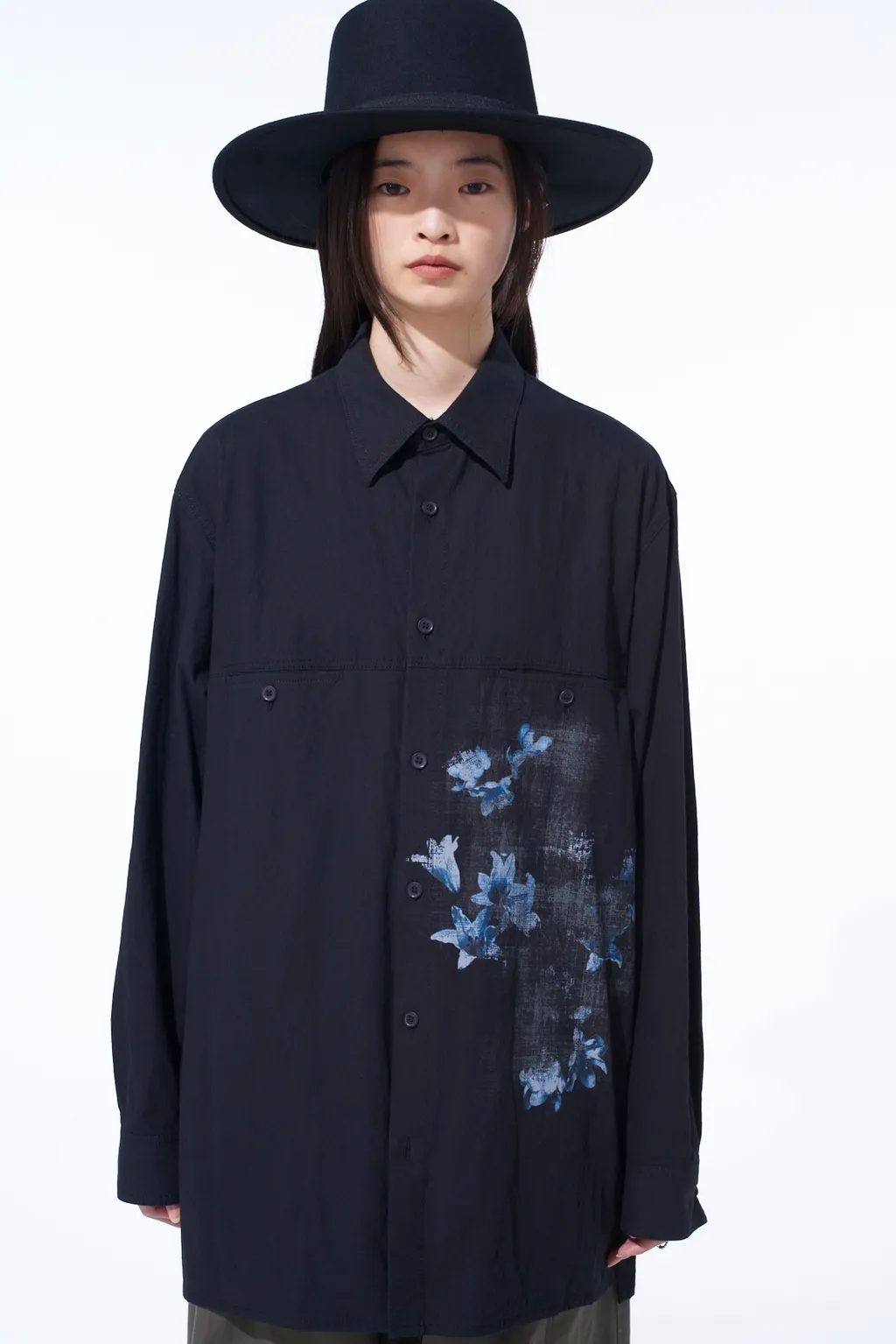 Poisonous Flower Print Single Seam Pocket Shirt