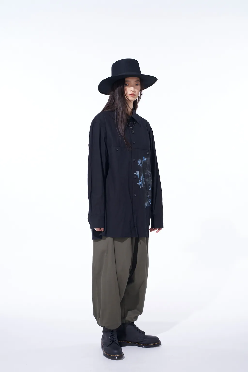 Poisonous Flower Print Single Seam Pocket Shirt