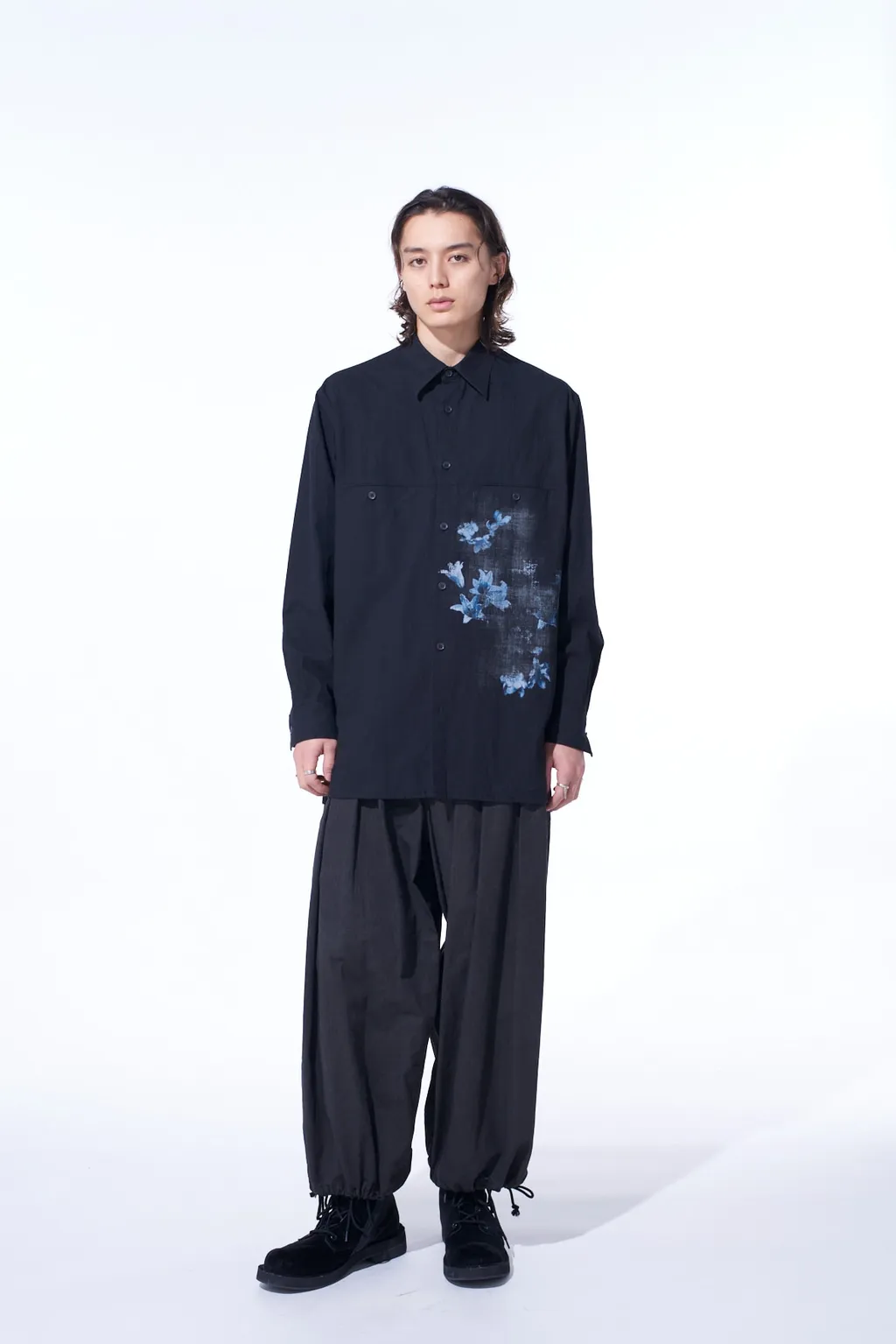 Poisonous Flower Print Single Seam Pocket Shirt