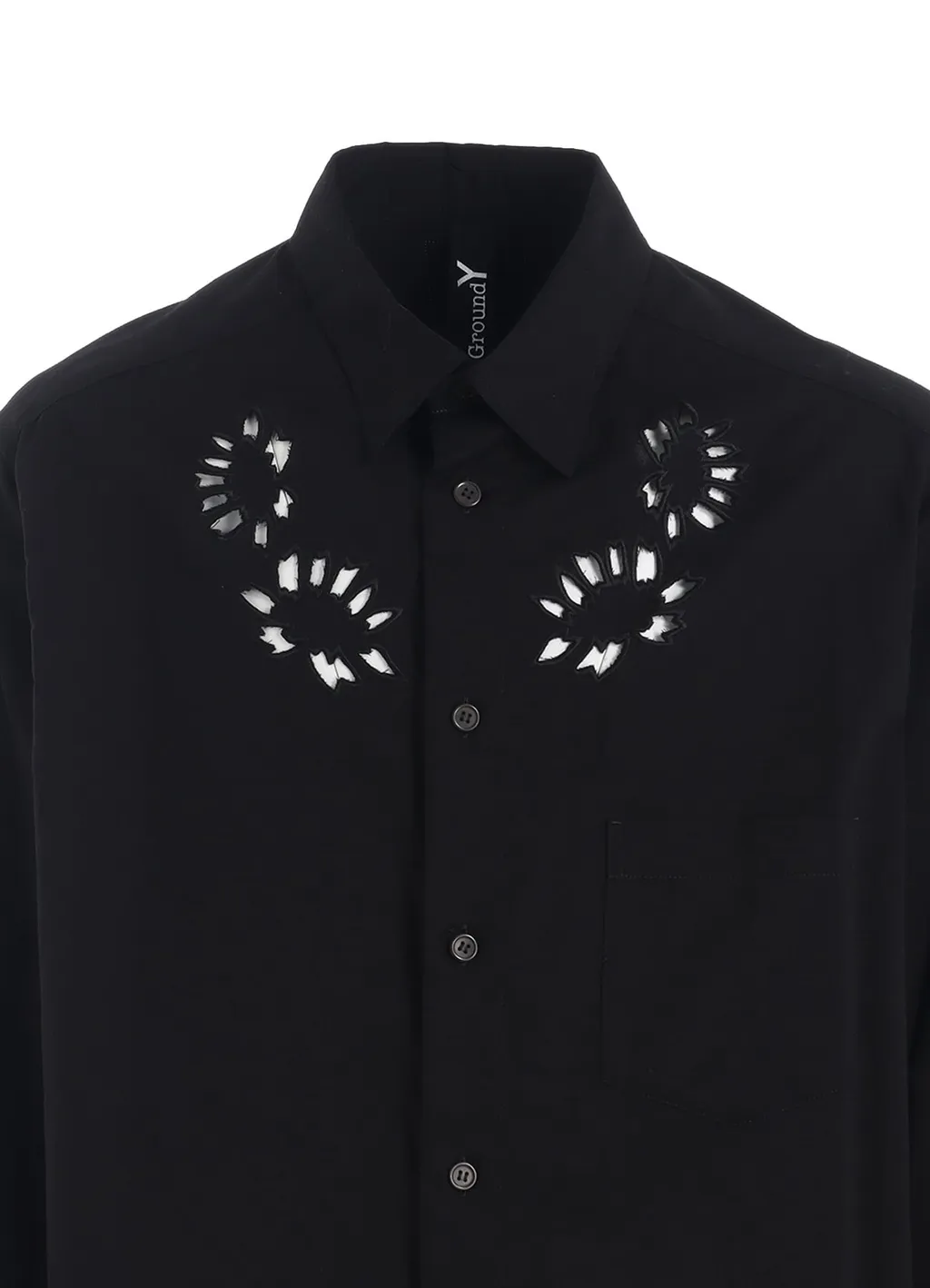 Asymmetric Cutwork Embroidery Light Twill Shirt