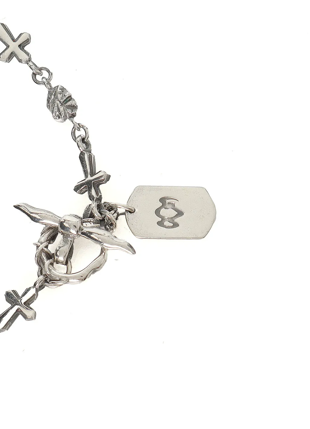 Silver950 Scull Heart Dagger Pendant