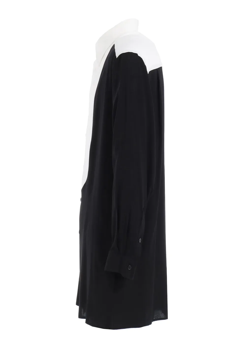 Rayon Monochrome Panel Tuck Collar Shirt