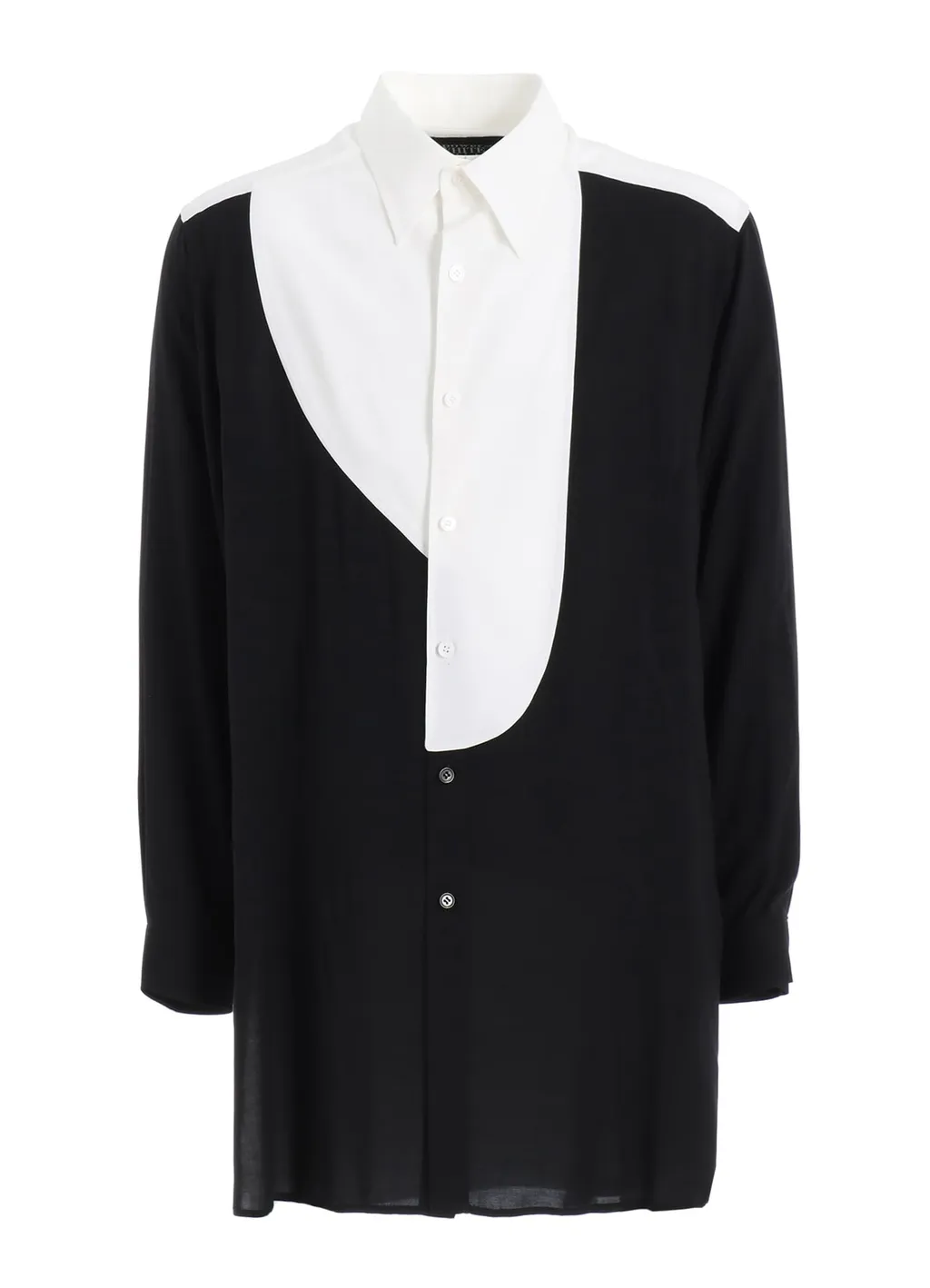 Rayon Monochrome Panel Tuck Collar Shirt