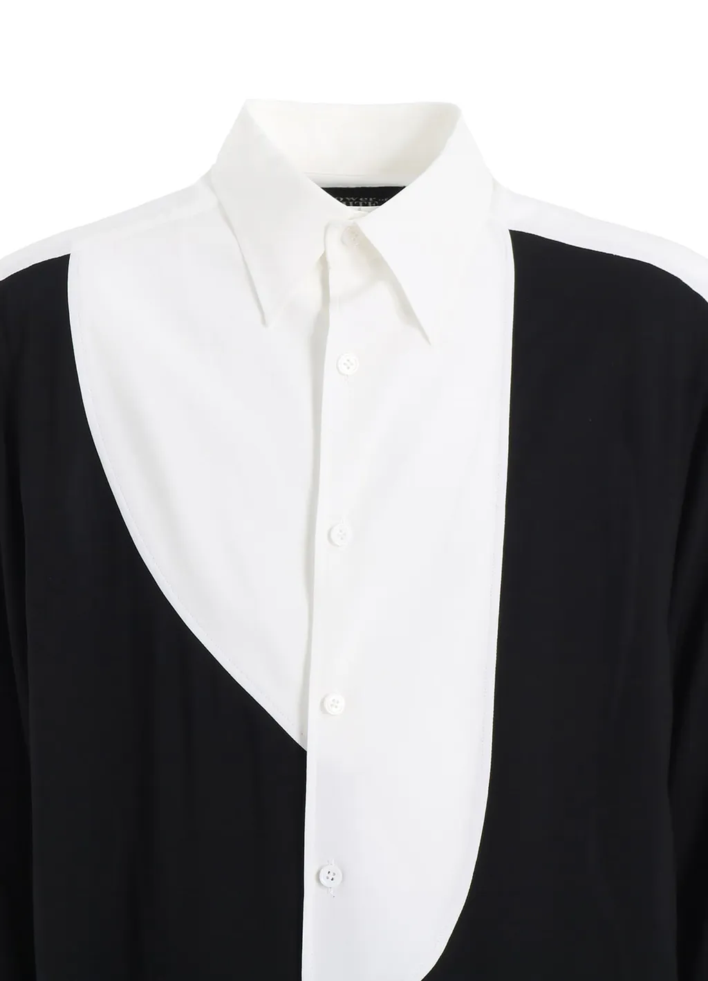 Rayon Monochrome Panel Tuck Collar Shirt