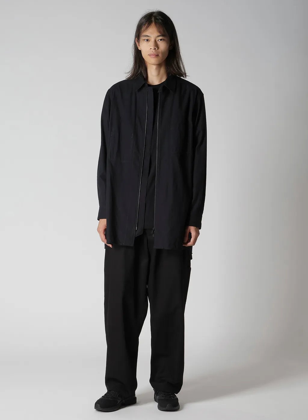Cotton Flannel Chain Stitch Front Zip Shirt