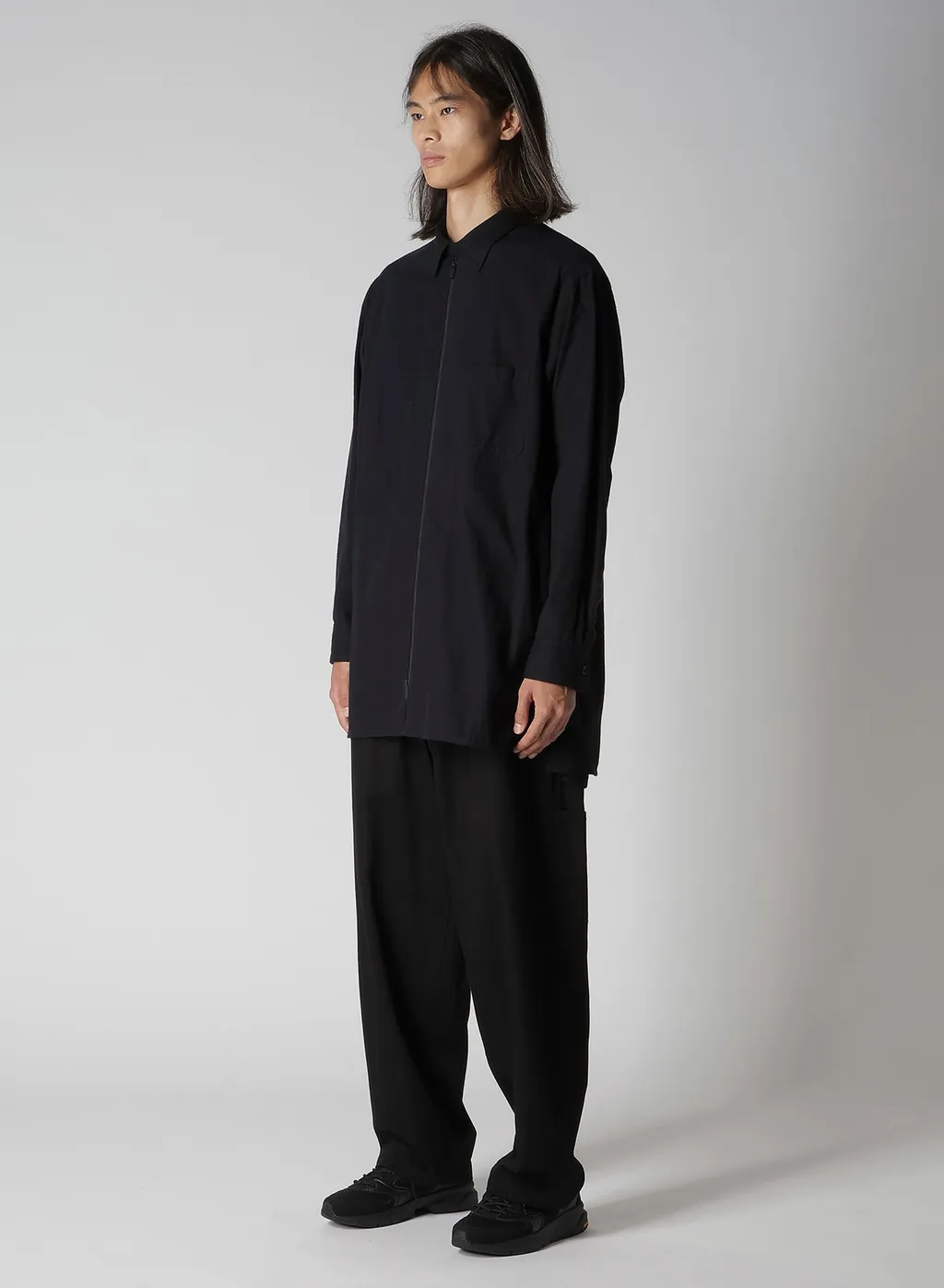 Cotton Flannel Chain Stitch Front Zip Shirt