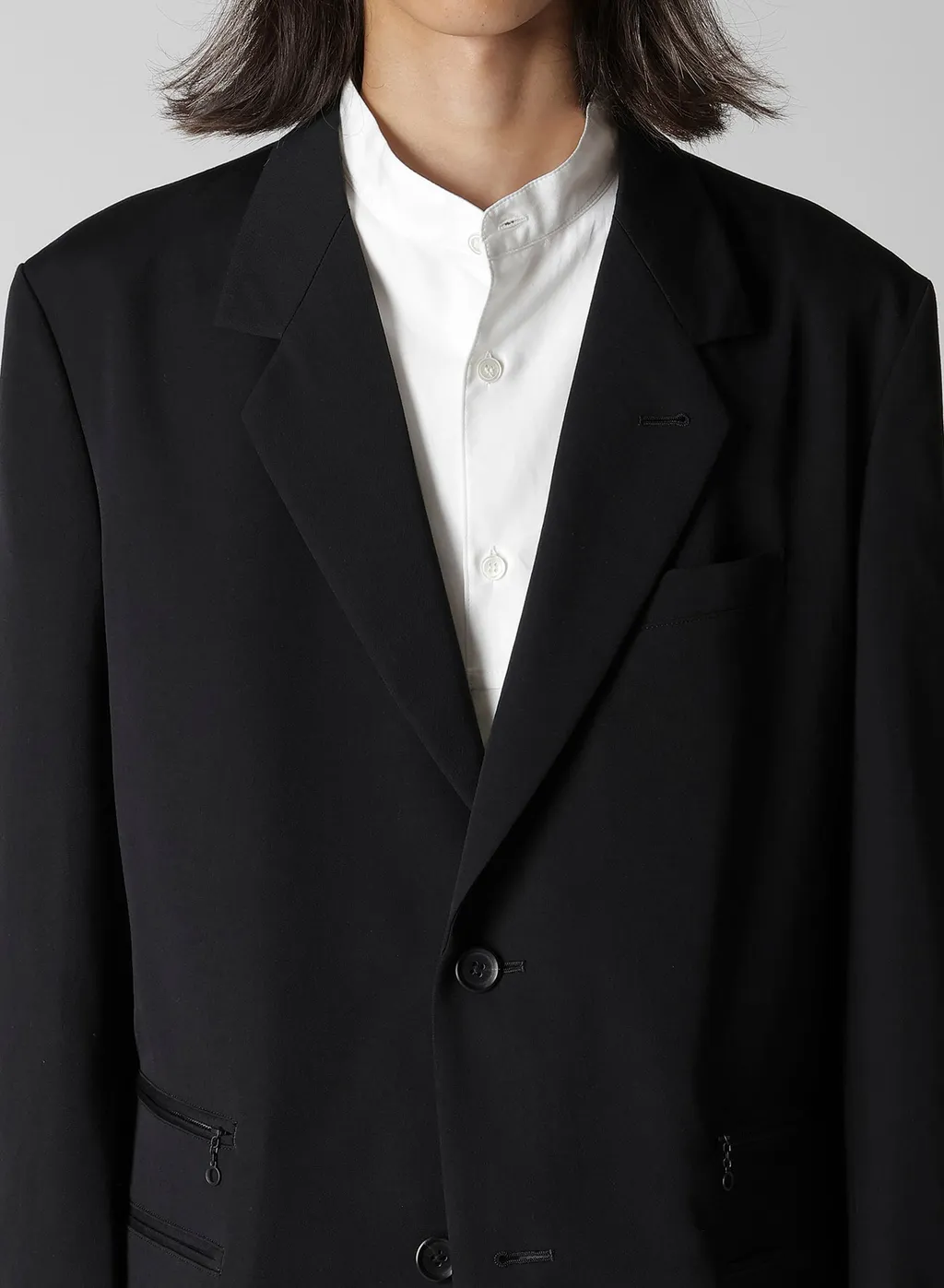 Wool Gabardine Left And Right Change Pocket Jacket