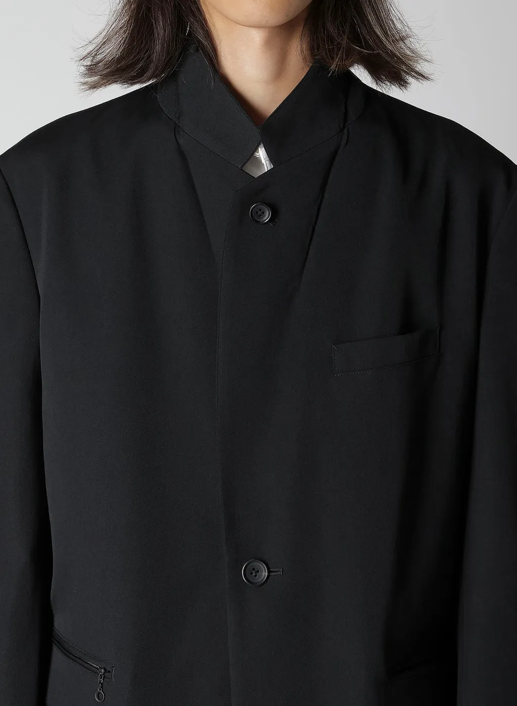 Wool Gabardine Left And Right Change Pocket Jacket