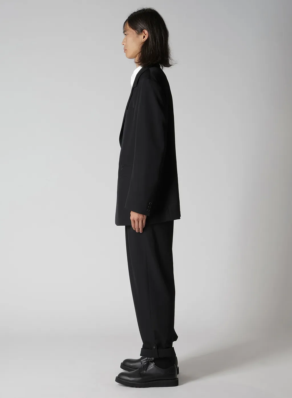 Wool Gabardine Left And Right Change Pocket Jacket