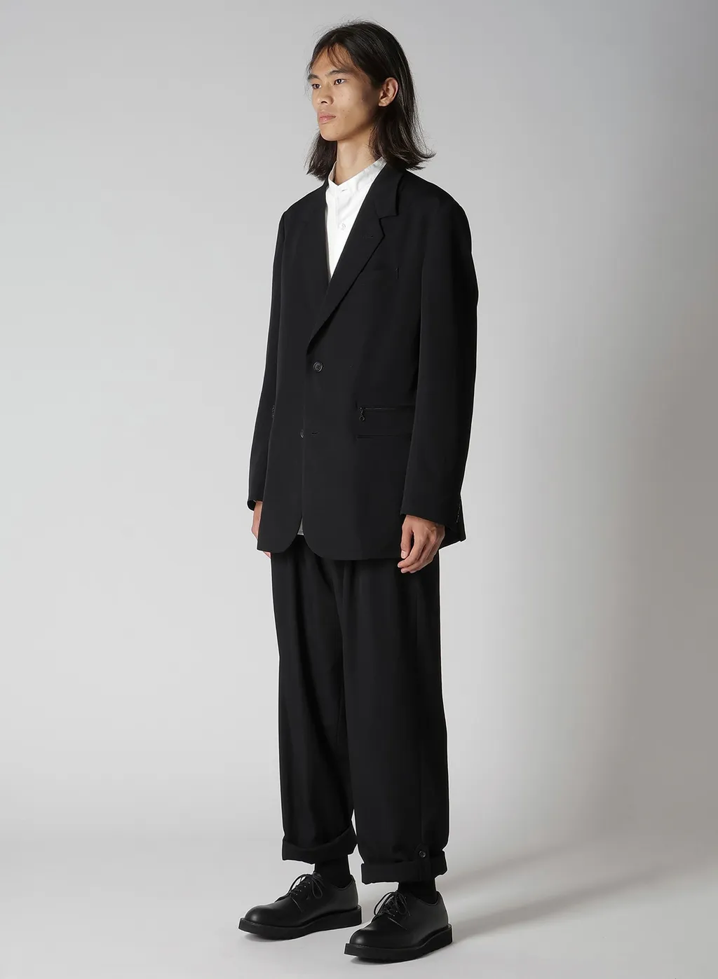 Wool Gabardine Left And Right Change Pocket Jacket