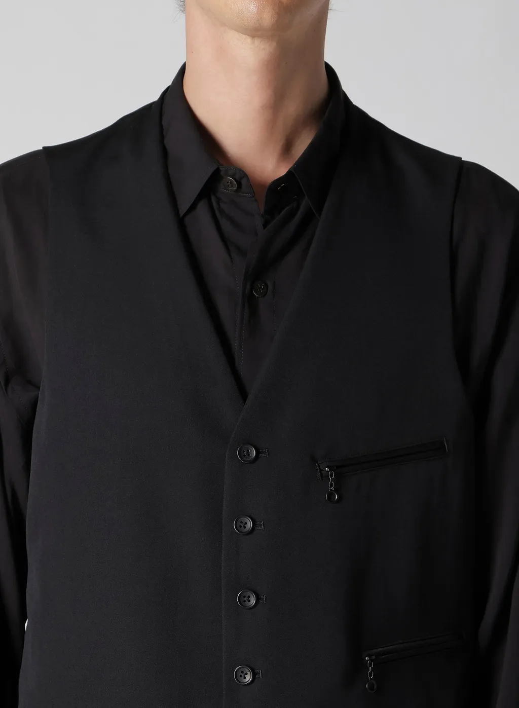 Wool Gabardine Zip Pocket Vest