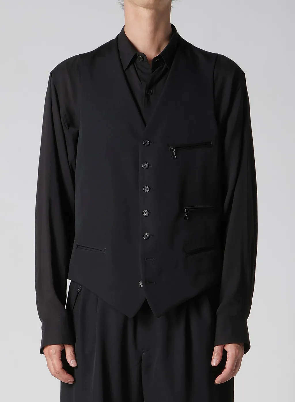 Wool Gabardine Zip Pocket Vest