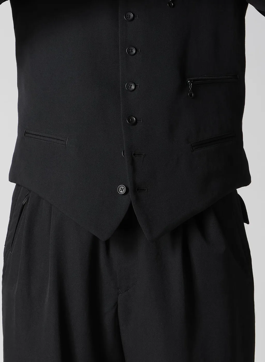 Wool Gabardine Zip Pocket Vest