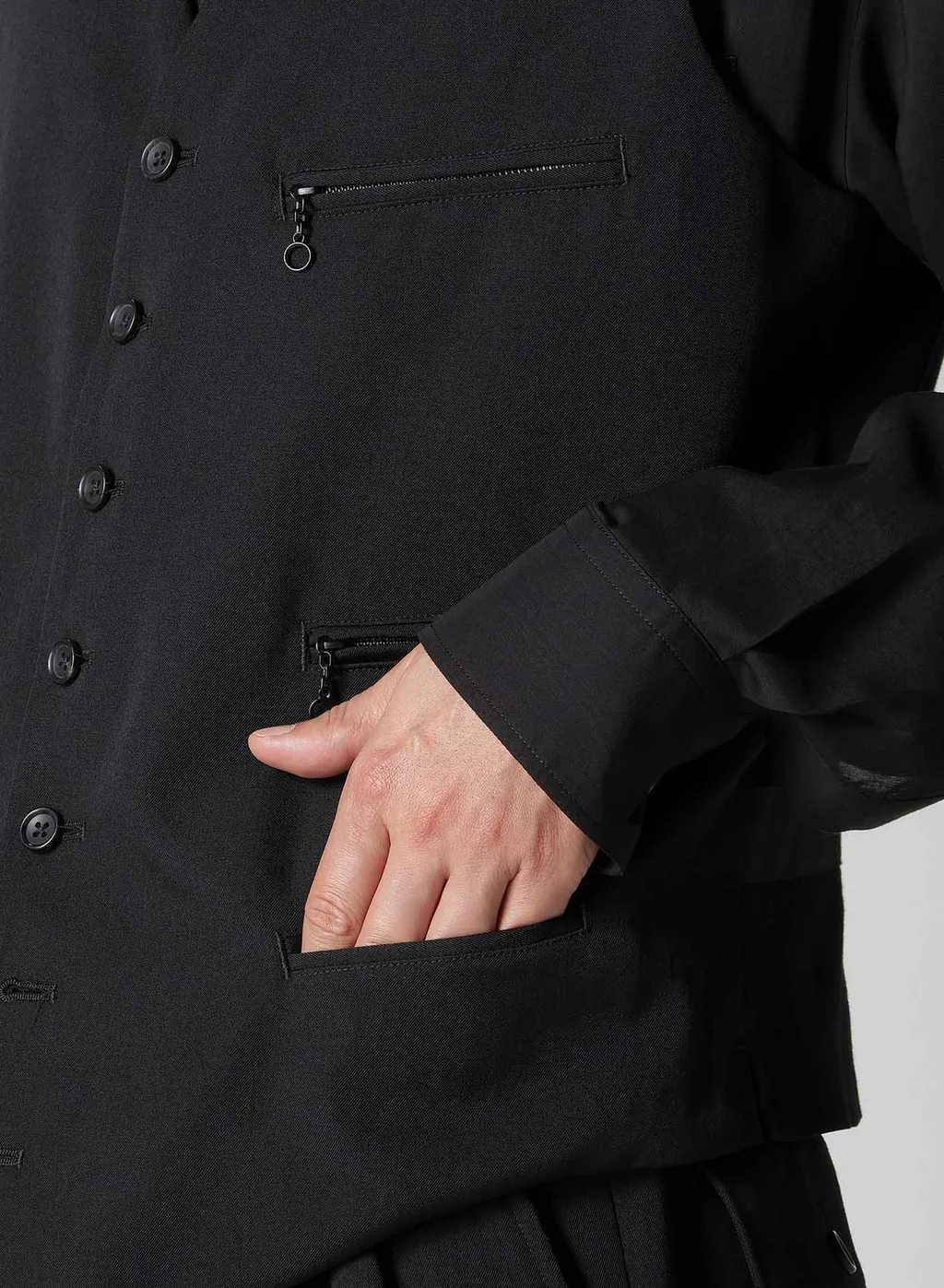 Wool Gabardine Zip Pocket Vest