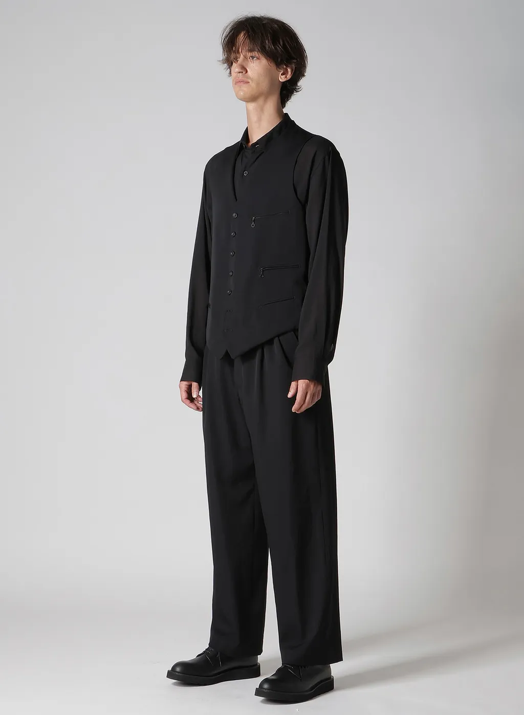 Wool Gabardine Zip Pocket Vest