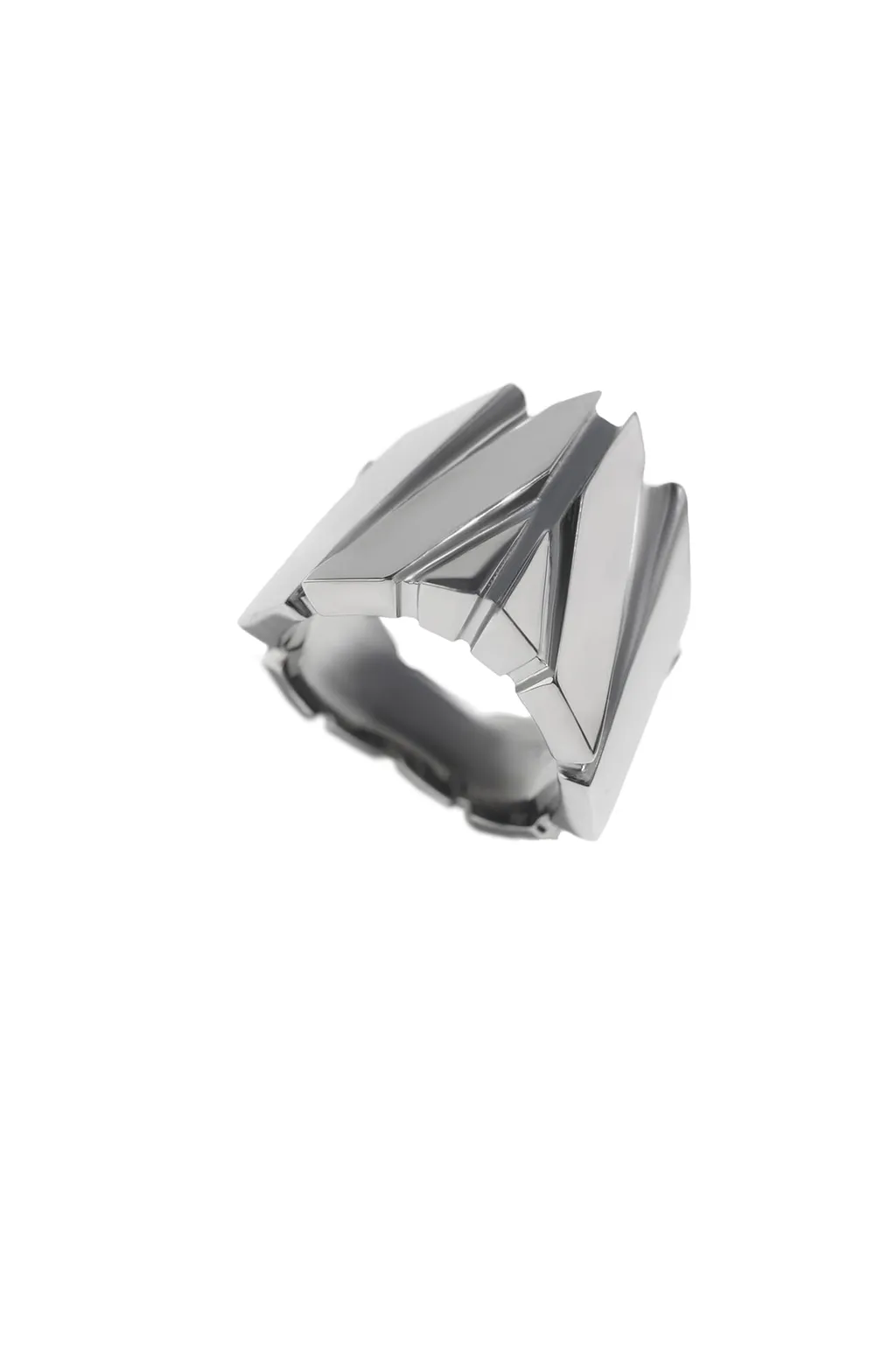 Sv/Bk Rhodium Struced Ring Sv
