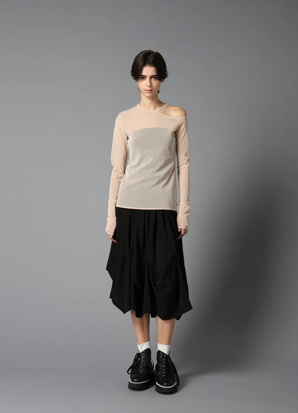Pe Tulle Cutting Detail Tight Tee