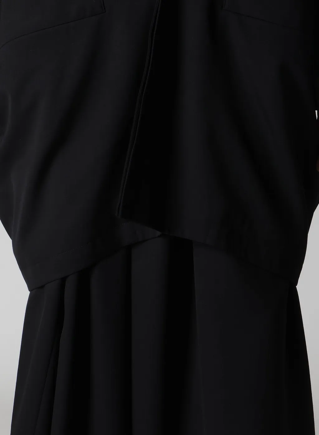Wool Gabardine Elbow Patch Long Jacket
