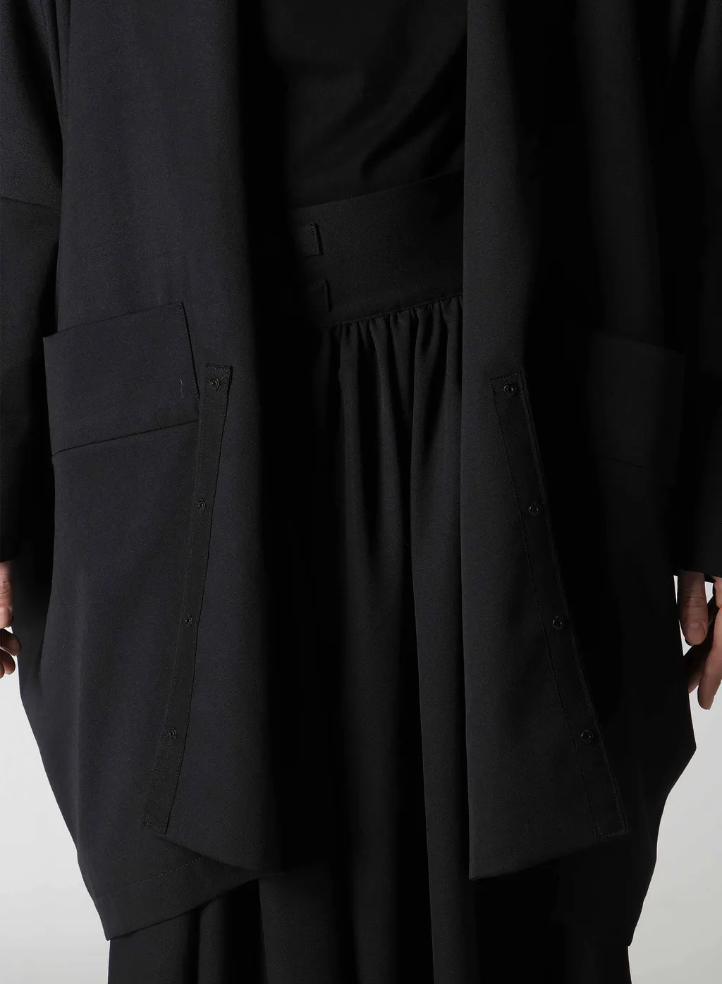 Wool Gabardine Elbow Patch Long Jacket