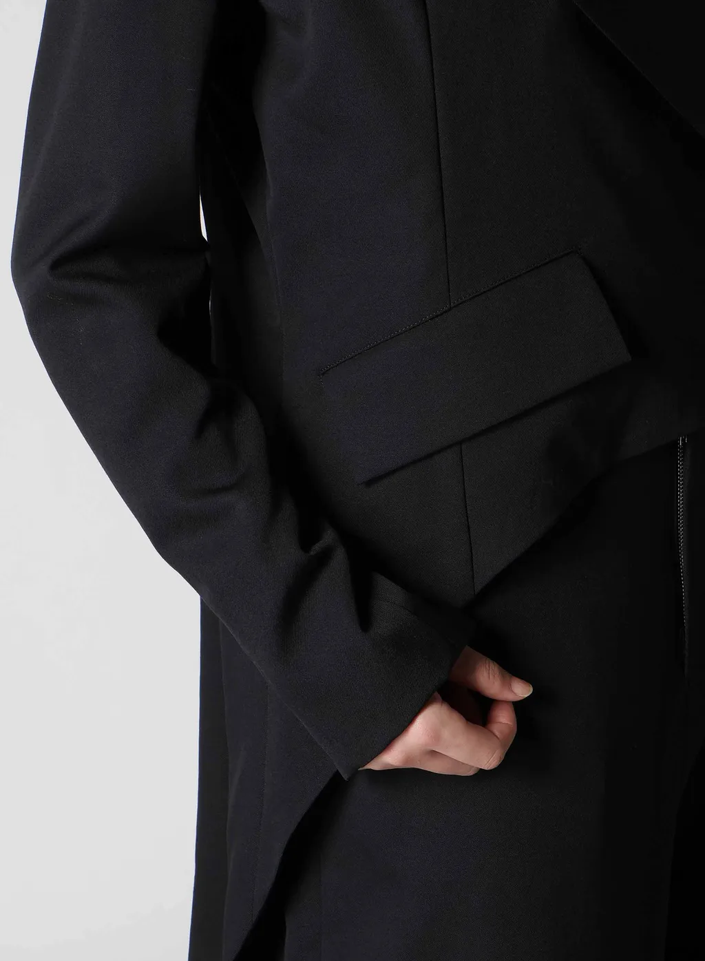 Wool Gabardine Back Long Jacket