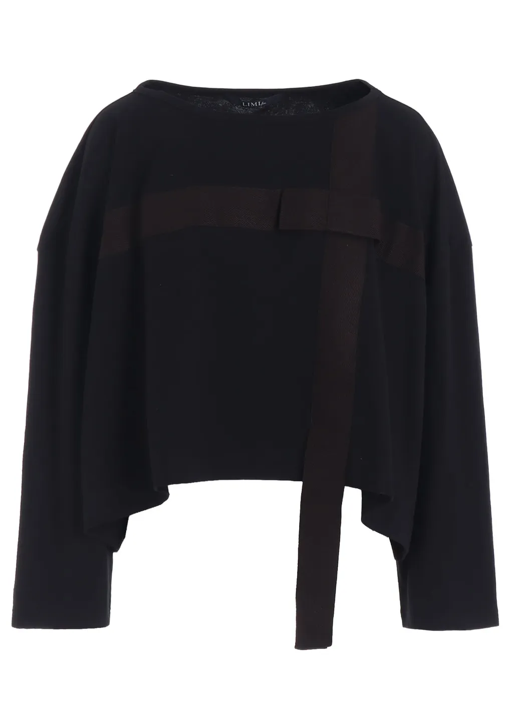 Ribbon Tape Detail Long-Sleeve Long T-Shirt