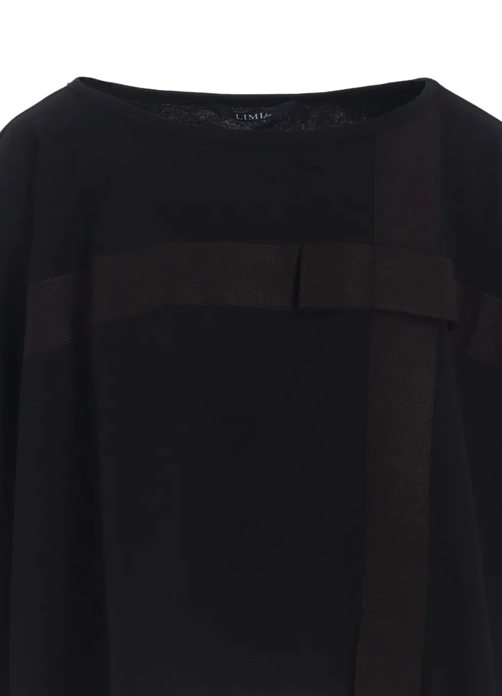Ribbon Tape Detail Long-Sleeve Long T-Shirt