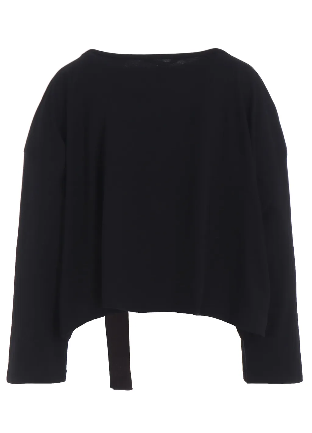 Ribbon Tape Detail Long-Sleeve Long T-Shirt