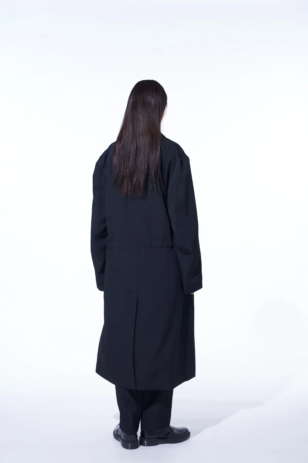 Washer Wool Gabardine Stand Collar Coat