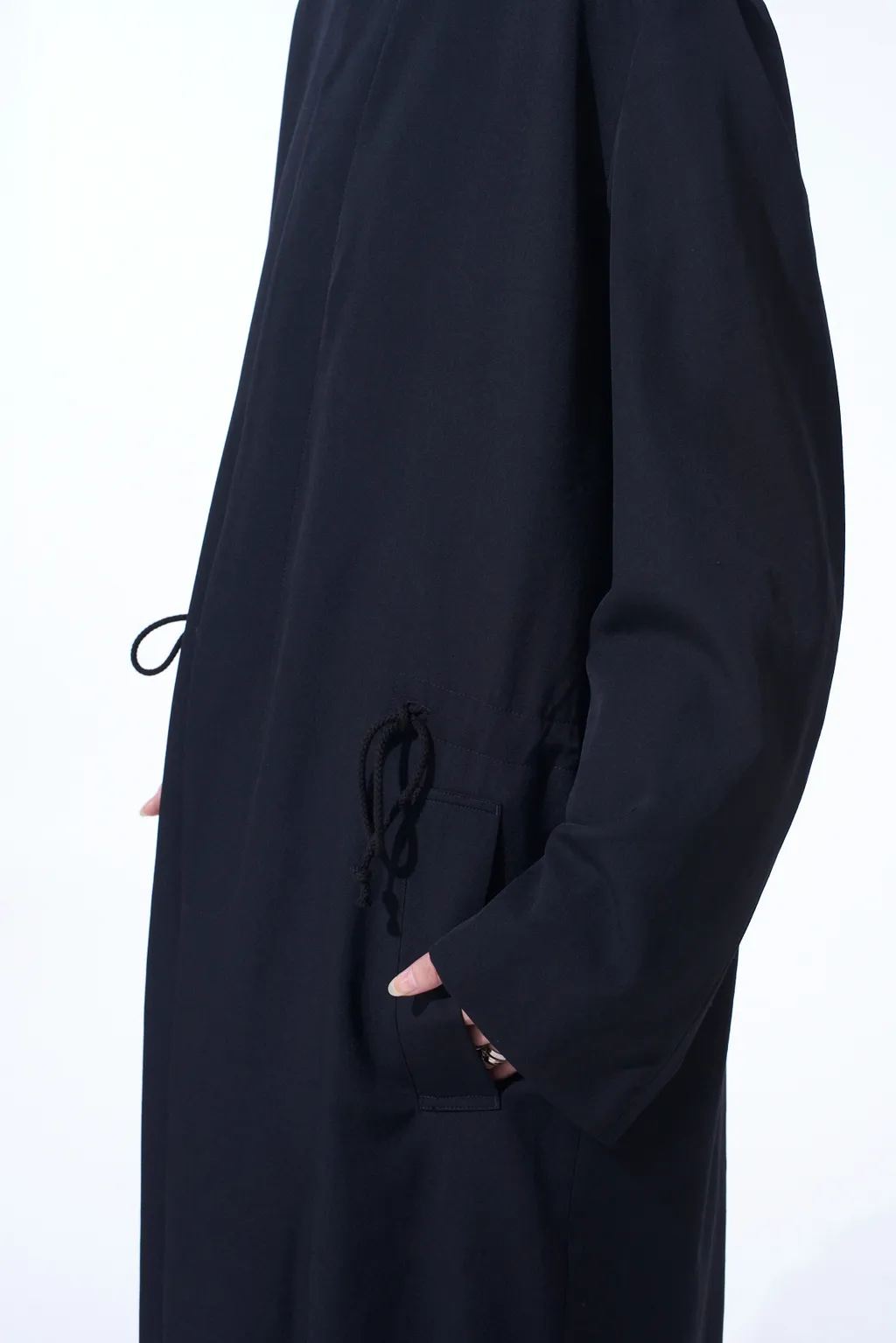 Washer Wool Gabardine Stand Collar Coat