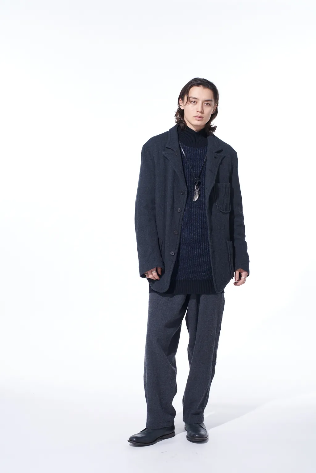 Wool Gauze Semi-Peaked Jacket