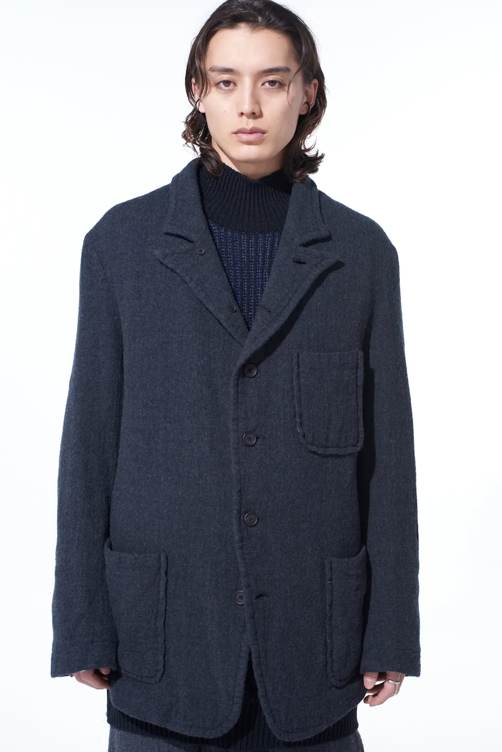 Wool Gauze Semi-Peaked Jacket