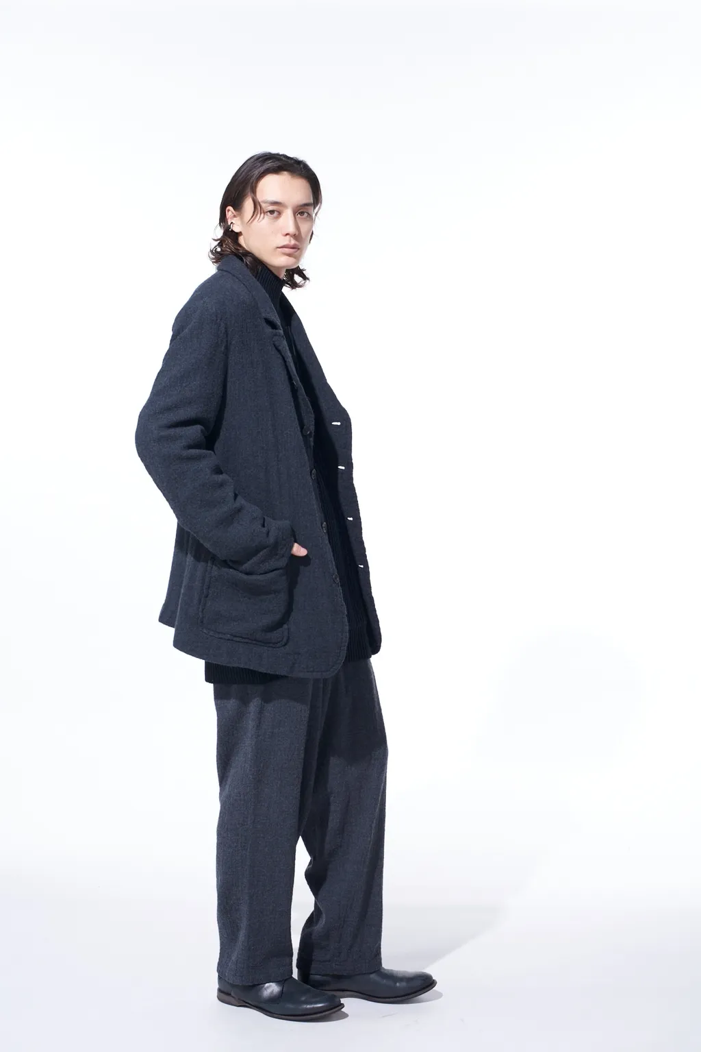 Wool Gauze Semi-Peaked Jacket