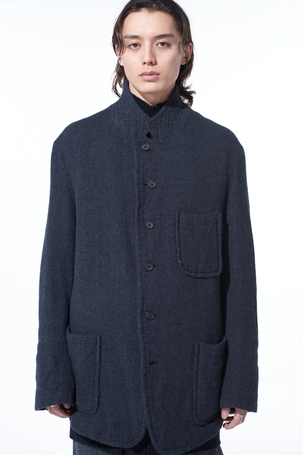 Wool Gauze Semi-Peaked Jacket