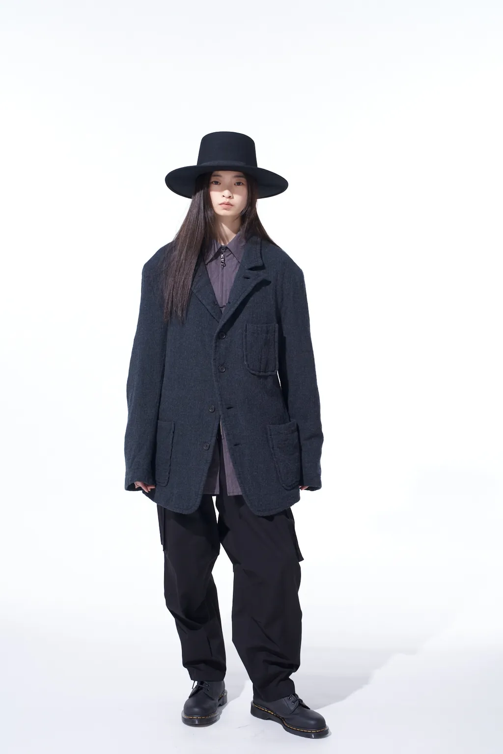 Wool Gauze Semi-Peaked Jacket