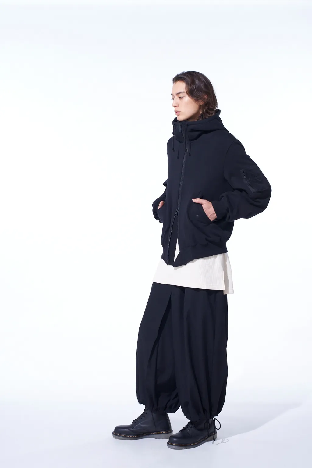 Washer Wool Gabardine Hakama Balloon Pants
