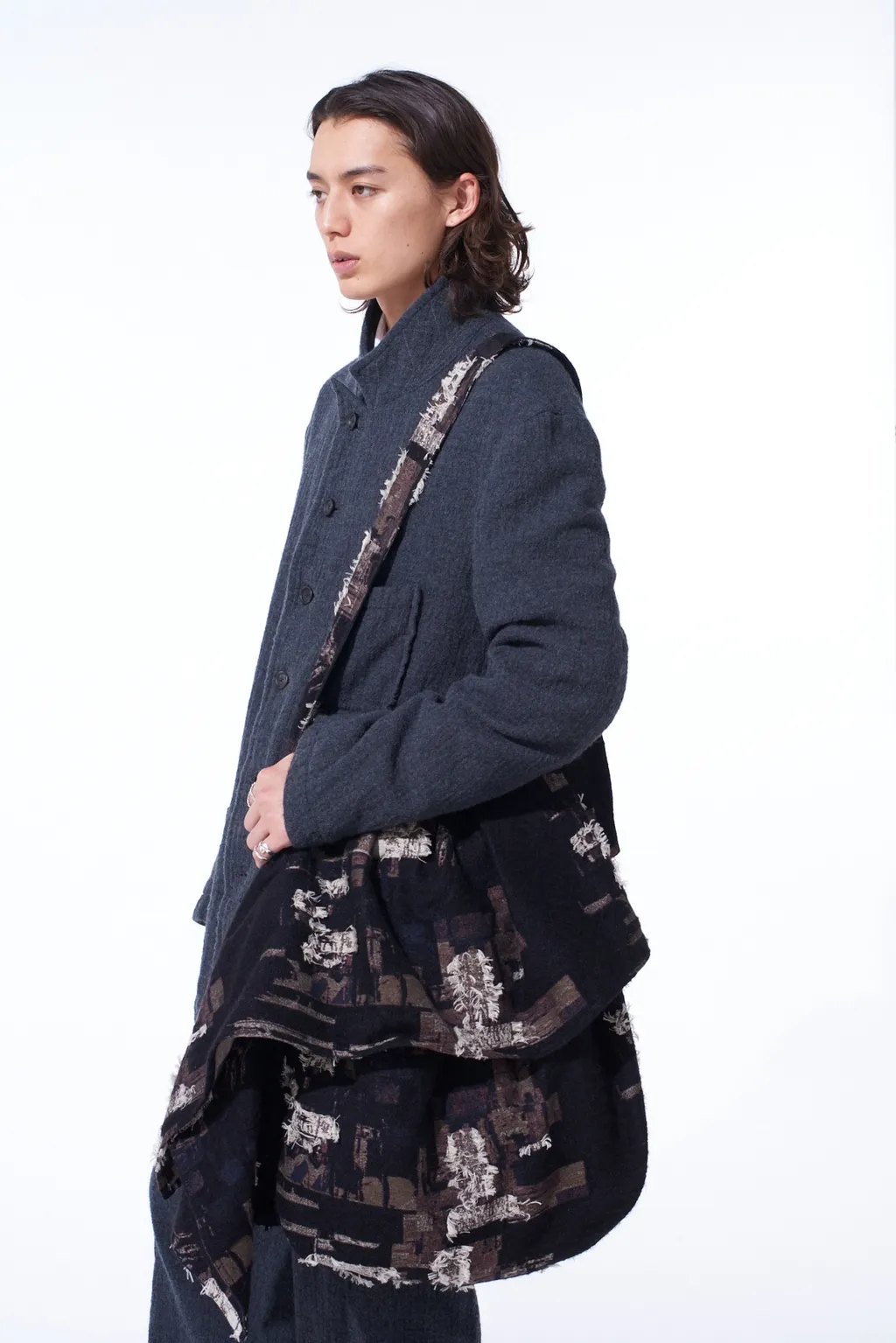 Patchwork Cut Jacquard Draped Shoulder Bag