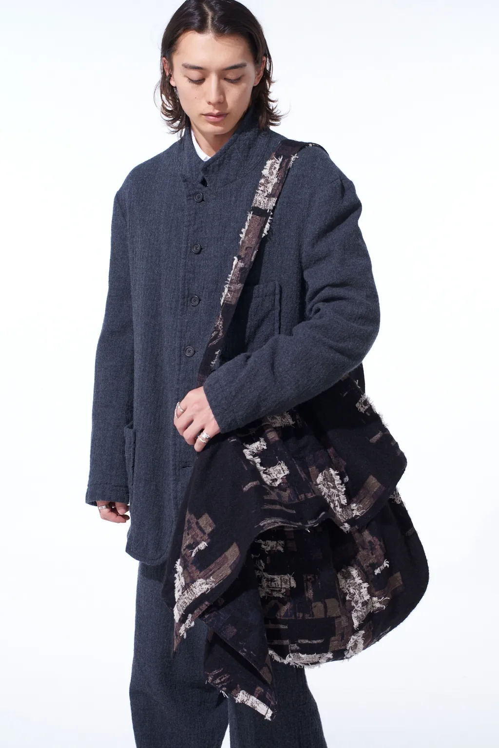Patchwork Cut Jacquard Draped Shoulder Bag
