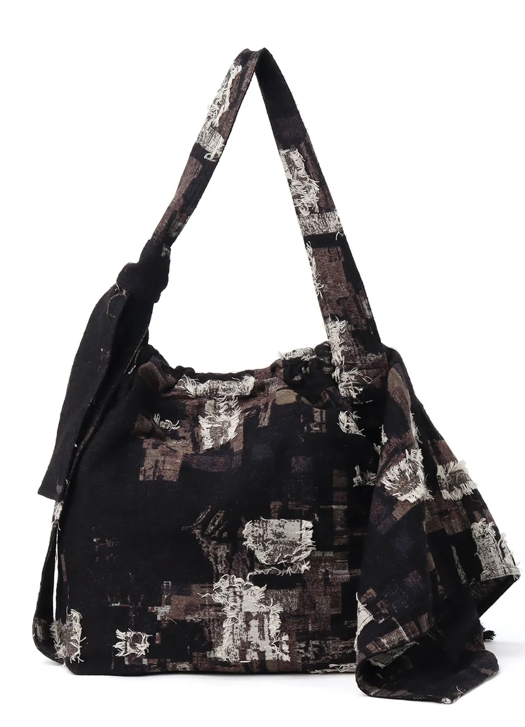 Patchwork Cut Jacquard Draped Shoulder Bag