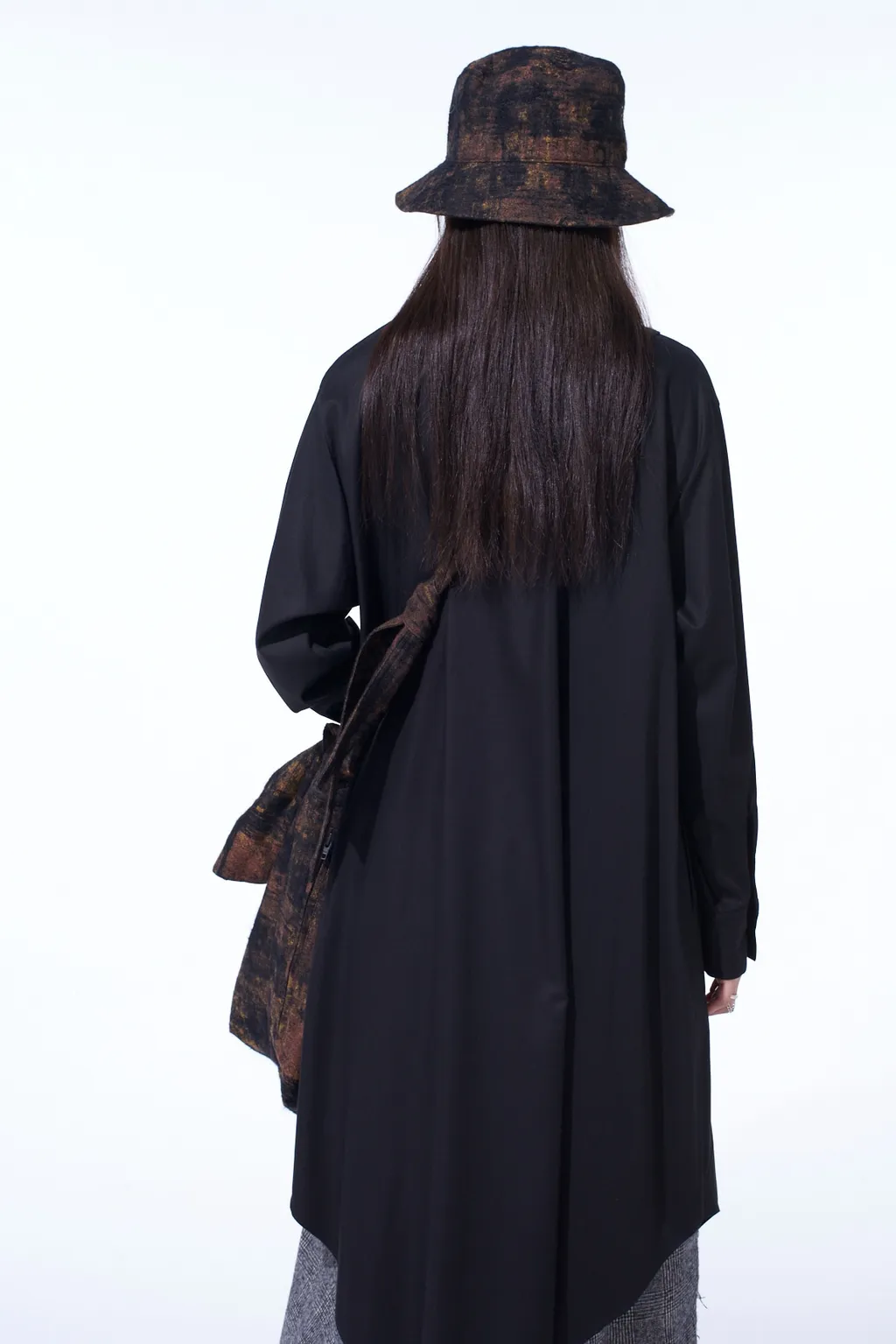 Check Jacquard Draped Shoulder Bag